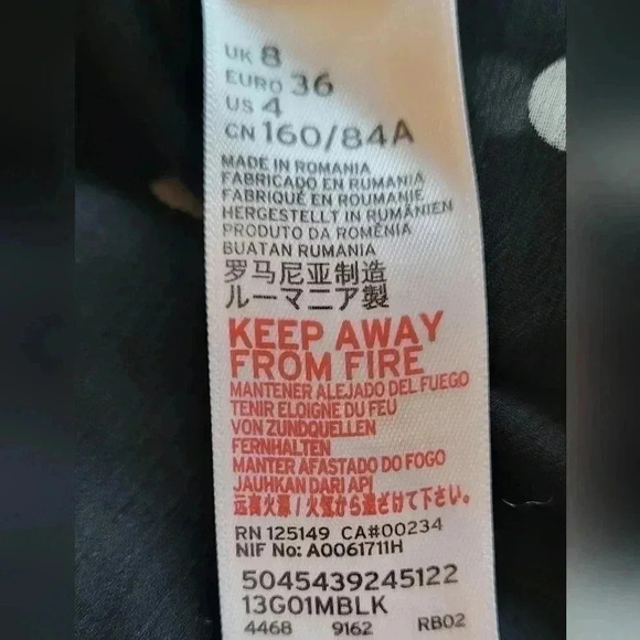 Topshop Black & White Polka Dot Mock Neck Sheer Long Sleeve 6 - Picture 9 of 10